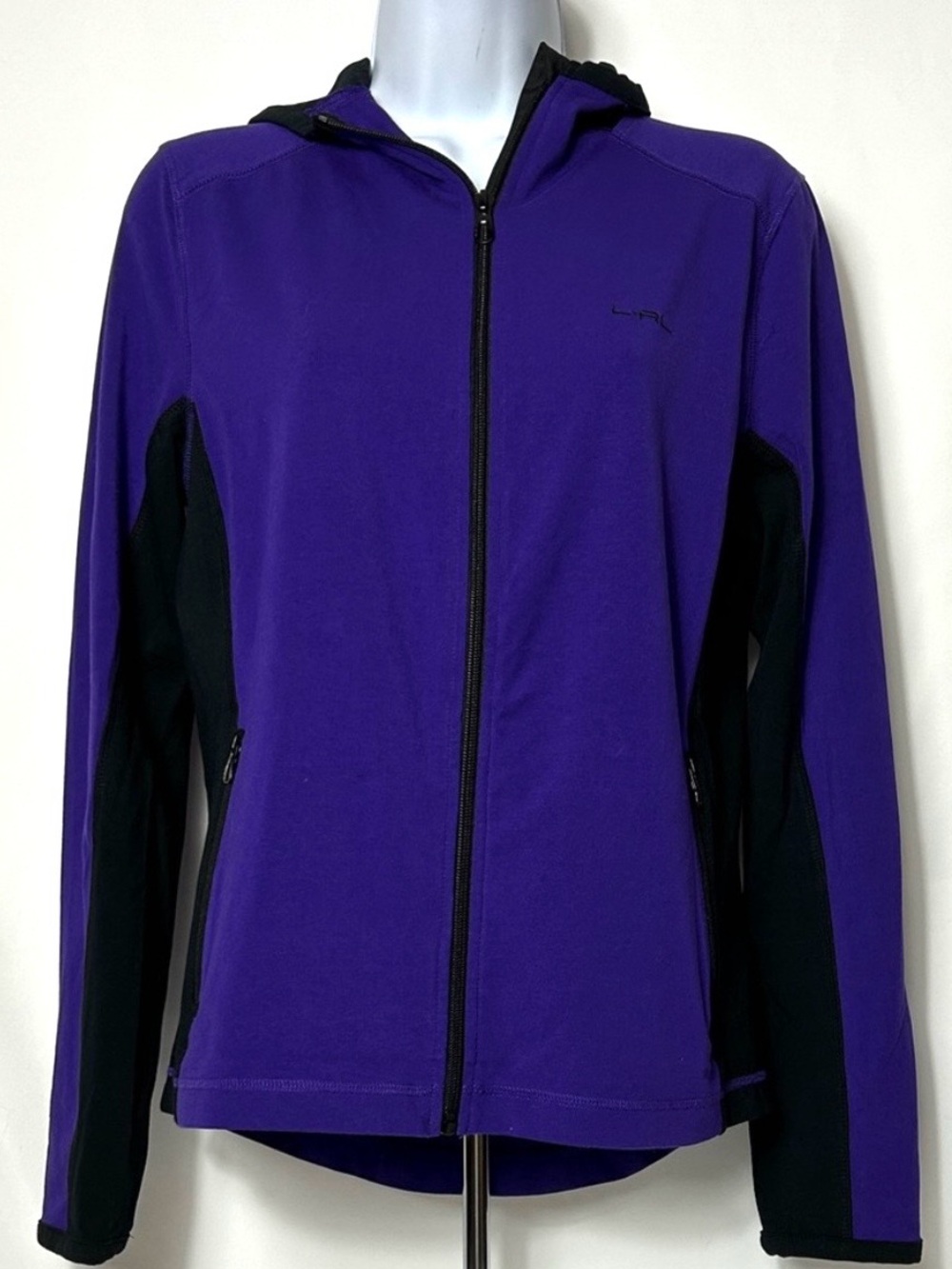 Ralph Lauren Active Women’s Size Medium Jogger Purple Black Zip Hoodie Jacket